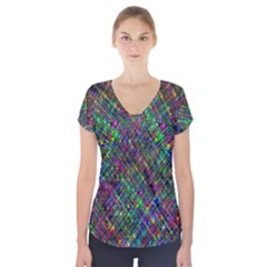 Pattern Artistically Short Sleeve Front Detail Top by HermanTelo