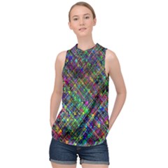 Pattern Artistically High Neck Satin Top