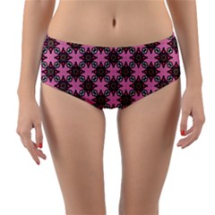 Purple Pattern Texture Reversible Mid-waist Bikini Bottoms