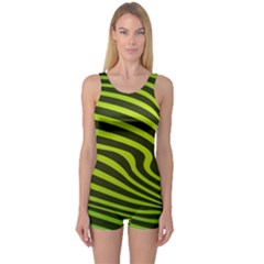 Wave Green One Piece Boyleg Swimsuit