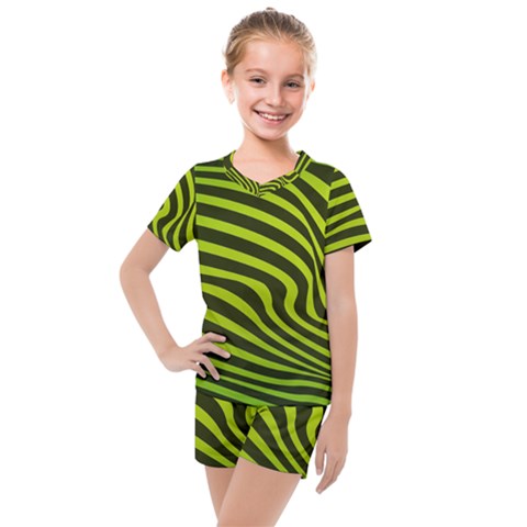 Wave Green Kids  Mesh Tee And Shorts Set by HermanTelo