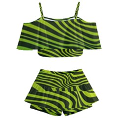 Wave Green Kids  Off Shoulder Skirt Bikini