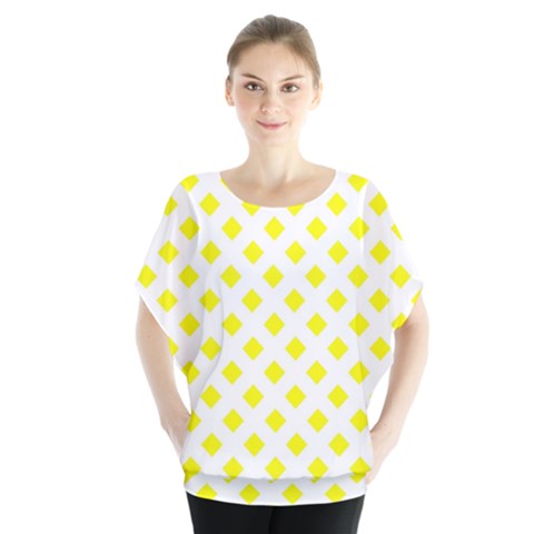 Yellow White Batwing Chiffon Blouse by HermanTelo