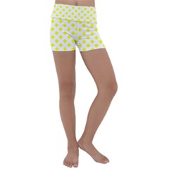 Yellow White Kids  Lightweight Velour Yoga Shorts