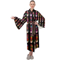 Texture Abstract Maxi Tie Front Velour Kimono by HermanTelo