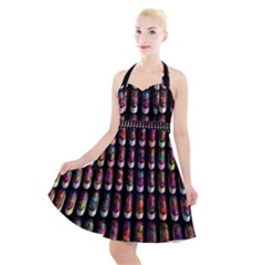 Texture Abstract Halter Party Swing Dress 