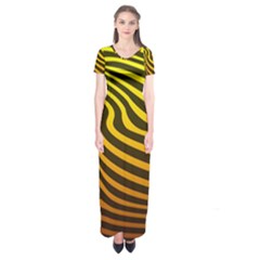 Wave Line Curve Abstract Short Sleeve Maxi Dress