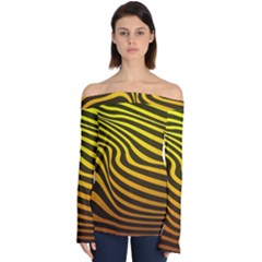 Wave Line Curve Abstract Off Shoulder Long Sleeve Top