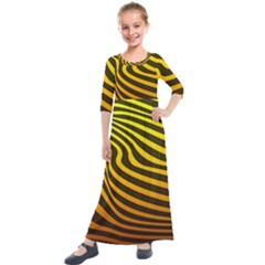 Wave Line Curve Abstract Kids  Quarter Sleeve Maxi Dress