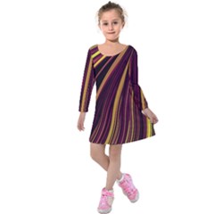 Lines Swinging Fantasy Kids  Long Sleeve Velvet Dress by Bajindul