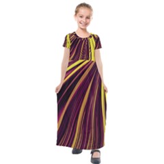 Lines Swinging Fantasy Kids  Short Sleeve Maxi Dress by Bajindul