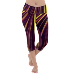 Lines Swinging Fantasy Lightweight Velour Capri Yoga Leggings by Bajindul