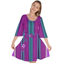 Fabric Pattern Color Structure Velour Kimono Dress by Bajindul