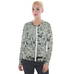 Abstract Stone Texture Velour Zip Up Jacket by Bajindul