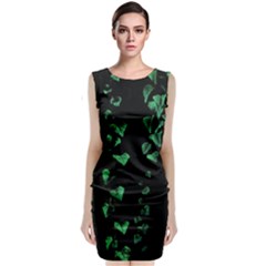 Botanical Dark Print Classic Sleeveless Midi Dress