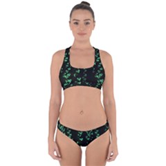 Botanical Dark Print Cross Back Hipster Bikini Set