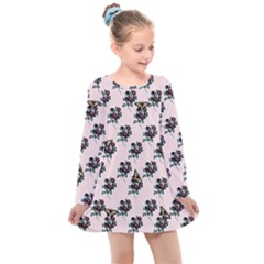 Rose Damour - Pink - By Larenard  Kids  Long Sleeve Dress by LaRenard