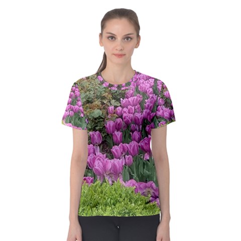 Late April Purple Tulip Women s Sport Mesh Tee by Riverwoman