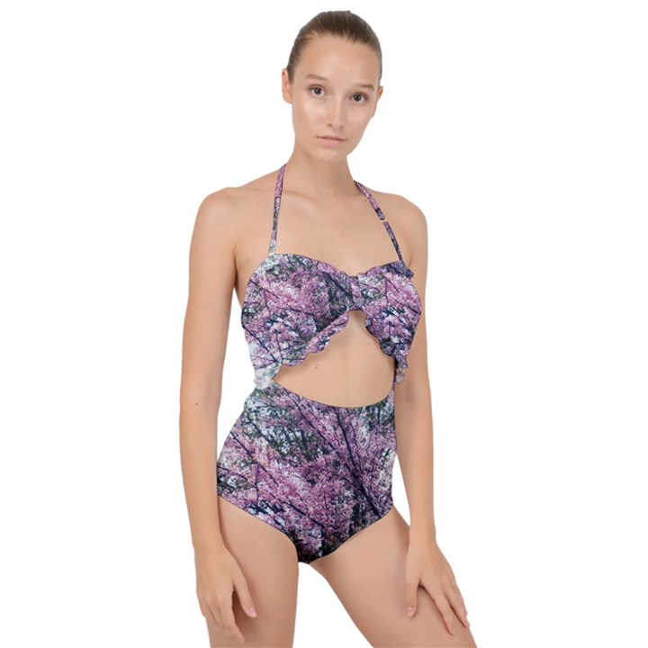 Ohio Redbud Scallop Top Cut Out Swimsuit