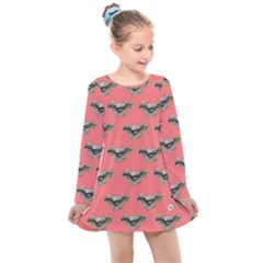 Friend Of My Better Days - Pink - By Larenard Studios Kids  Long Sleeve Dress by LaRenard