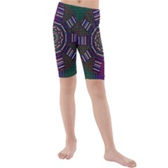 Orchid Landscape With A Star Kids  Mid Length Swim Shorts