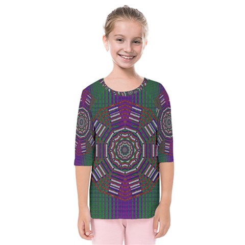 Orchid Landscape With A Star Kids  Quarter Sleeve Raglan Tee by pepitasart