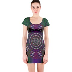 Orchid Landscape With A Star Short Sleeve Bodycon Dress