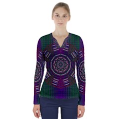 Orchid Landscape With A Star V-Neck Long Sleeve Top