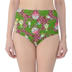 Ice Cream Tropical Pattern Classic High-waist Bikini Bottoms