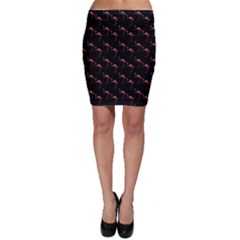 Flamingo Pattern Black Bodycon Skirt