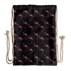 Flamingo Pattern Black Drawstring Bag (large) by snowwhitegirl