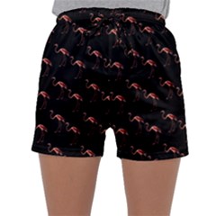 Flamingo Pattern Black Sleepwear Shorts