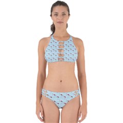 Flamingo Pattern Blue Perfectly Cut Out Bikini Set by snowwhitegirl