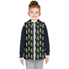 Cactus Black Pattern Kids  Hooded Puffer Vest by snowwhitegirl