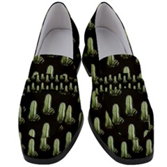 Cactus Black Pattern Women s Chunky Heel Loafers by snowwhitegirl