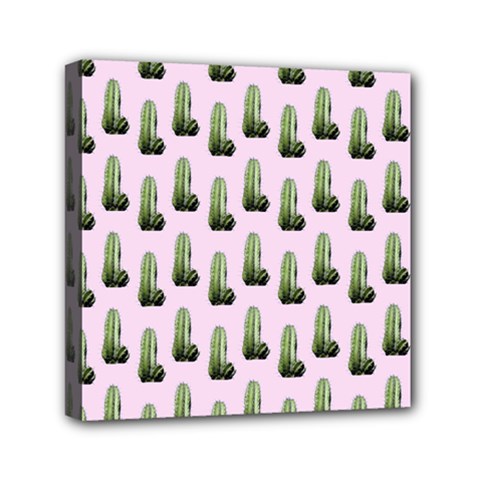 Cactus Pink Pattern Mini Canvas 6  X 6  (stretched)