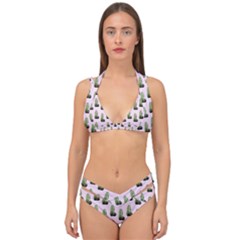 Cactus Pink Pattern Double Strap Halter Bikini Set by snowwhitegirl