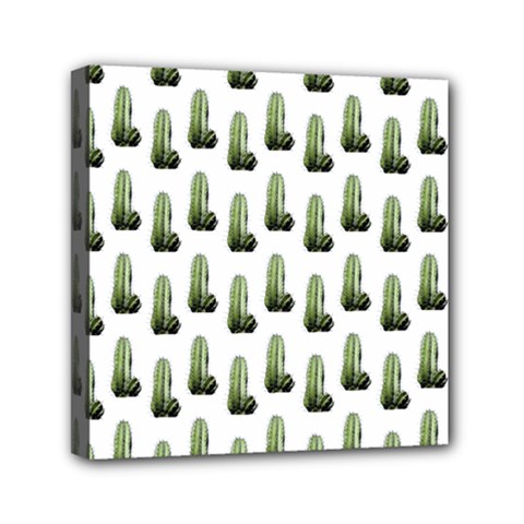 Cactus White Pattern Mini Canvas 6  X 6  (stretched)