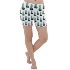 Cactus White Pattern Lightweight Velour Yoga Shorts by snowwhitegirl