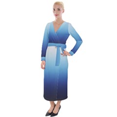 Blue Ombre Velvet Maxi Wrap Dress