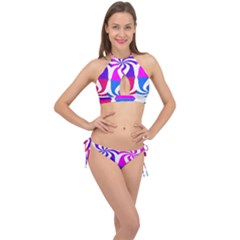 Candy Cane Cross Front Halter Bikini Set by Alisyart