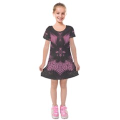 Glitch Art Grunge Distortion Kids  Short Sleeve Velvet Dress