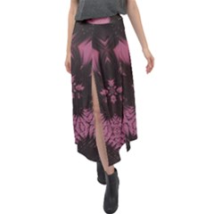 Glitch Art Grunge Distortion Velour Split Maxi Skirt