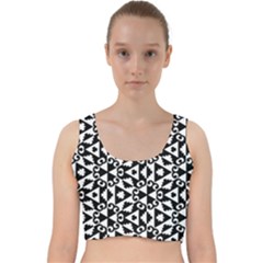 Geometric Tile Background Velvet Racer Back Crop Top by Bajindul