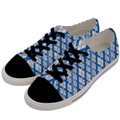 Geometric Overlay Blue Men s Low Top Canvas Sneakers by Bajindul