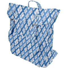 Geometric Overlay Blue Buckle Up Backpack by Bajindul