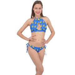 Emojis Hands Fingers Cross Front Halter Bikini Set by Bajindul