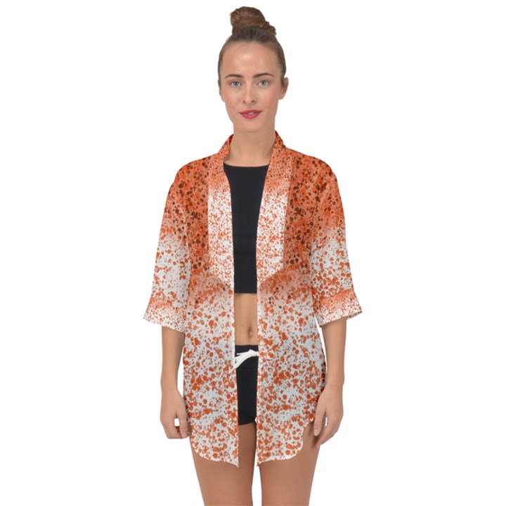 Scrapbook Orange Shades Open Front Chiffon Kimono