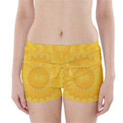 Wave Lines Yellow Boyleg Bikini Wrap Bottoms by HermanTelo