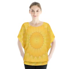 Wave Lines Yellow Batwing Chiffon Blouse